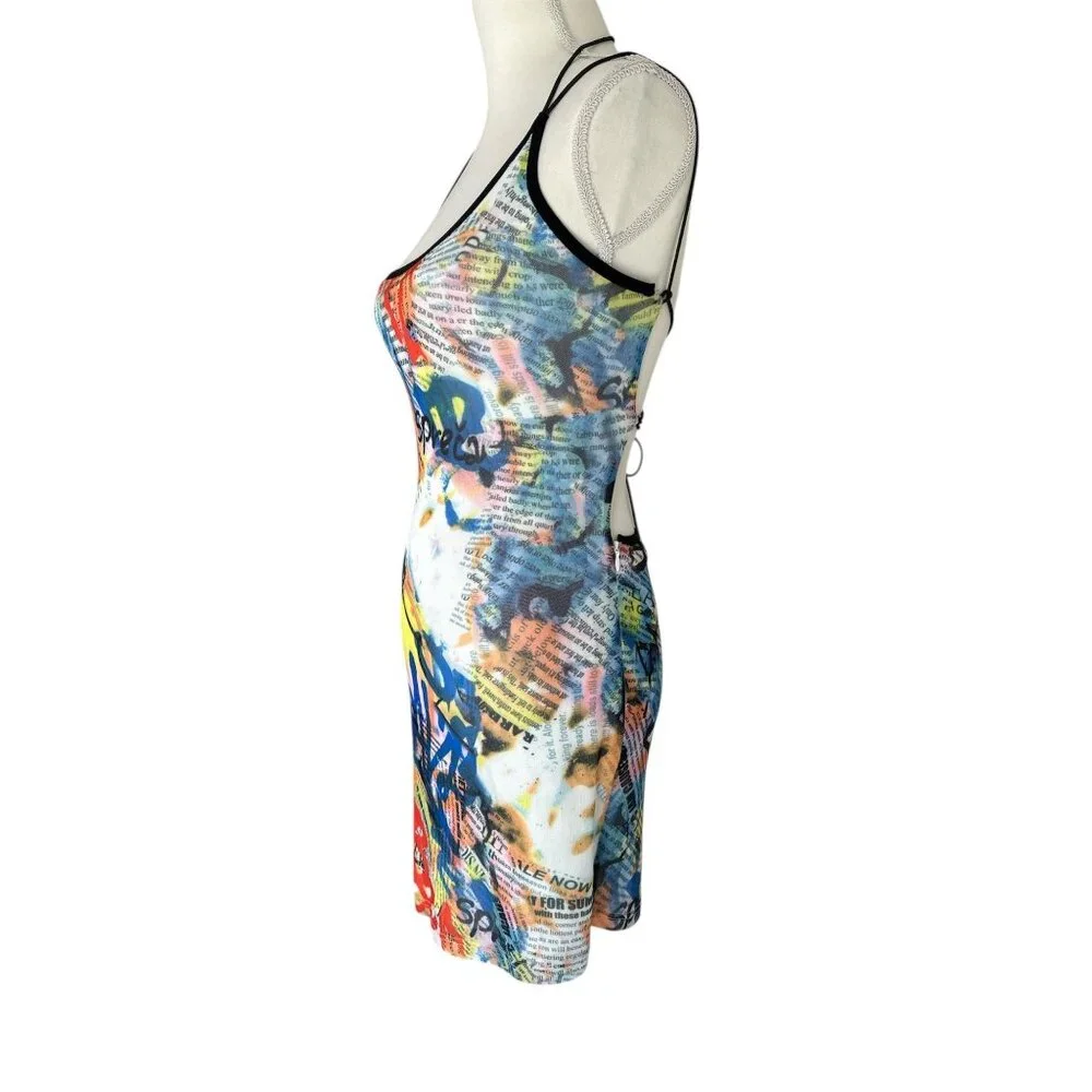 superdown Merson Strappy Mini Dress in Black Multi Medium New Womens - Picture 7 of 9